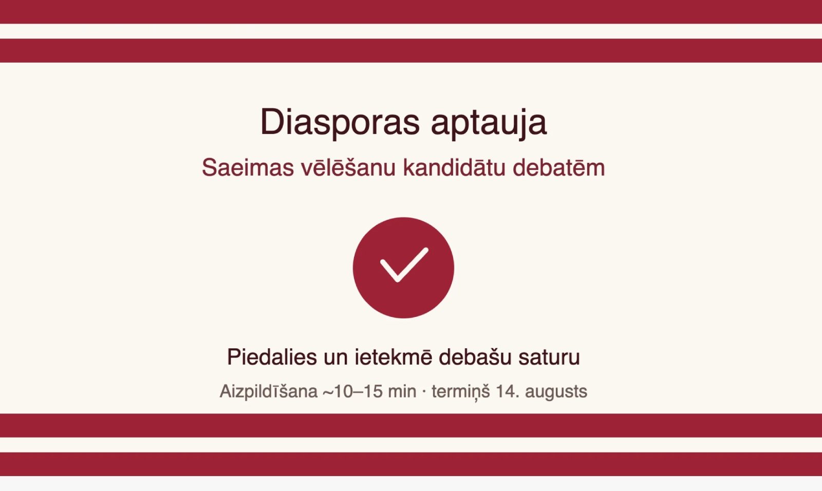 Kas jāuzzina no Saeimas vēlēšanu kandidātiem? Diasporas organizāciju un kopienu pārstāvju aptauja